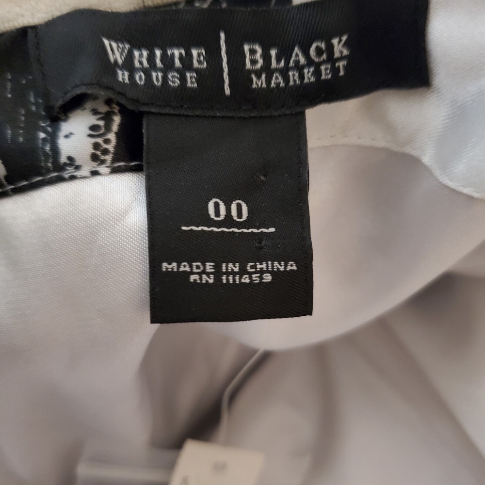 White House Black Market Sz 00 Black White Floral Strapless Dress Cocktail/Prom - Picture 6 of 7